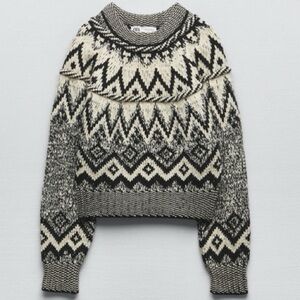 NWT Jacquard Black and White Knit Sweater size S